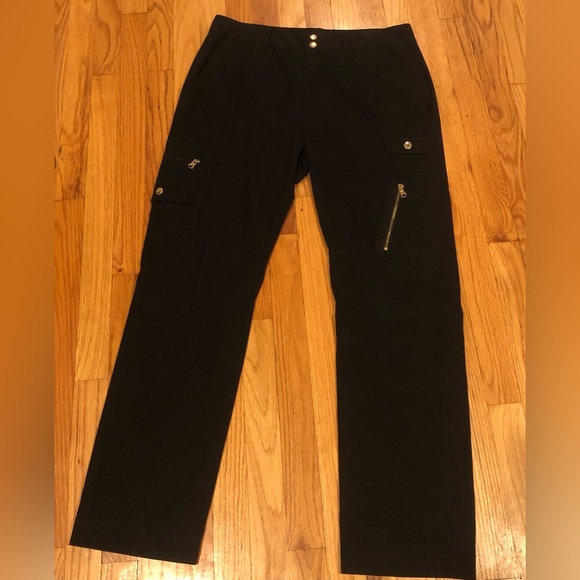 Lauren Ralph Lauren Black Pocket Cargo Pants With Gold Hardware - Picture 2 of 12